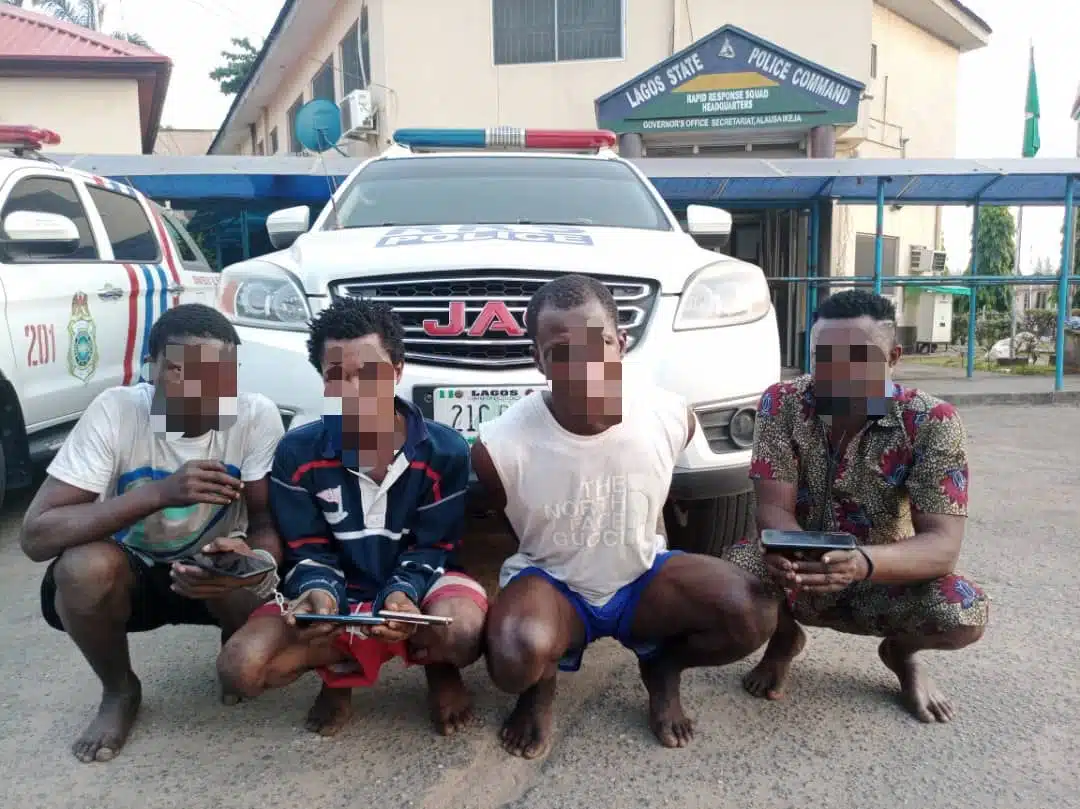 Four Suspected Traffic Robbers Arrested In Lagos, Celebrate Christmas In Detention (Photos)