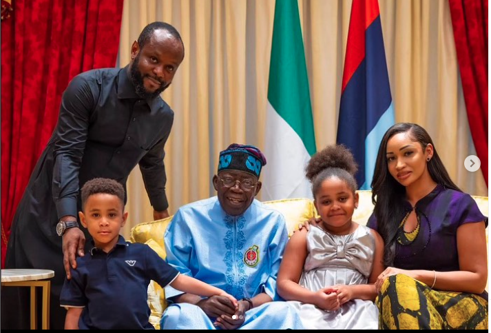 Reactions Trail Photos Of Tinubu With His Son, Seyi, Daughter In-law, And Their Kids