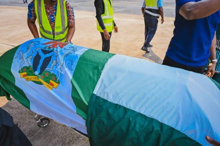 Just In: Late Akeredolu’s Remains Arrive Nigeria [Photos]